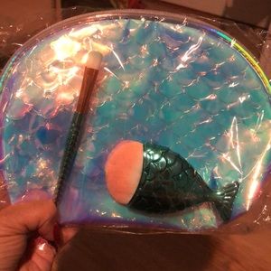 Mermaid makeup case with mermaid brush